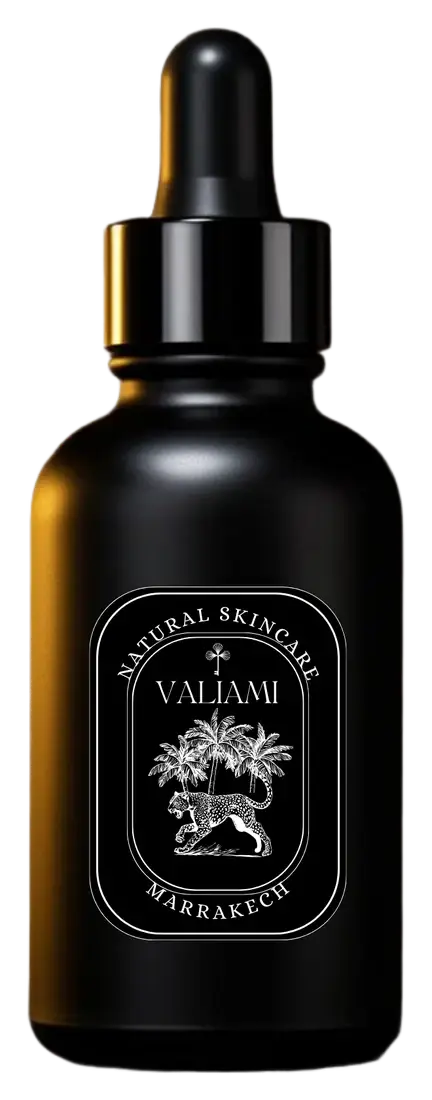 Flacon VALIAMI noir, étiquette Marrakech